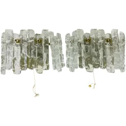 Online Pamono Frosted Ice Glass Wall Lamps from Kalmar, Austria, 1960s, Set of 2
