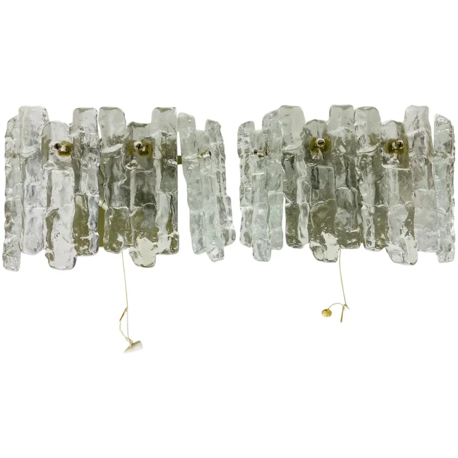 Online Pamono Frosted Ice Glass Wall Lamps from Kalmar, Austria, 1960s, Set of 2