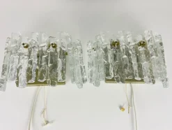 Online Pamono Frosted Ice Glass Wall Lamps from Kalmar, Austria, 1960s, Set of 2