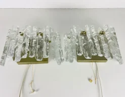 Online Pamono Frosted Ice Glass Wall Lamps from Kalmar, Austria, 1960s, Set of 2