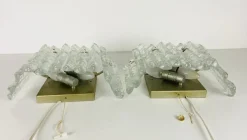 Online Pamono Frosted Ice Glass Wall Lamps from Kalmar, Austria, 1960s, Set of 2