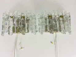 Online Pamono Frosted Ice Glass Wall Lamps from Kalmar, Austria, 1960s, Set of 2