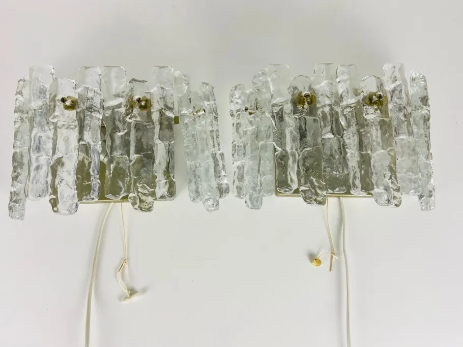 Online Pamono Frosted Ice Glass Wall Lamps from Kalmar, Austria, 1960s, Set of 2