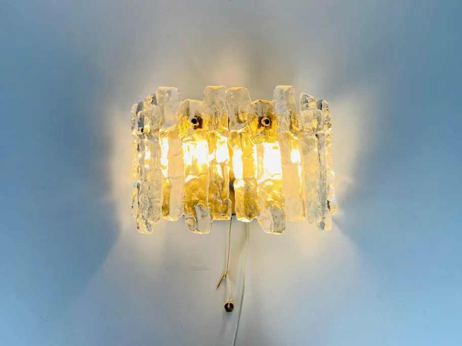 Online Pamono Frosted Ice Glass Wall Lamps from Kalmar, Austria, 1960s, Set of 2