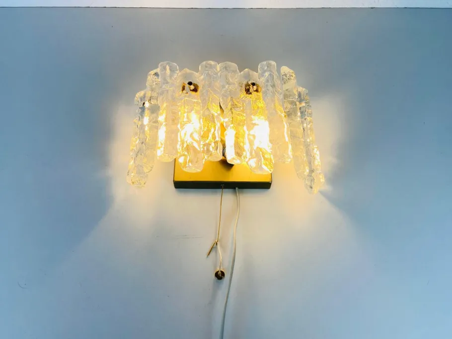 Online Pamono Frosted Ice Glass Wall Lamps from Kalmar, Austria, 1960s, Set of 2