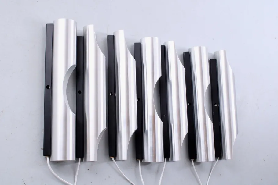 New Pamono Fuga Cylinder Wall Lamps by Maija Liisa Komulainen for Raak, 1960s, Set of 7