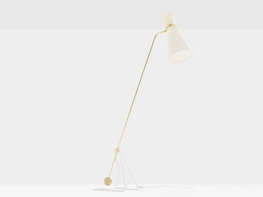 New Pamono G2 Balance Brass Metal Floor Lamp attributed to Pierre Guariche, 1951