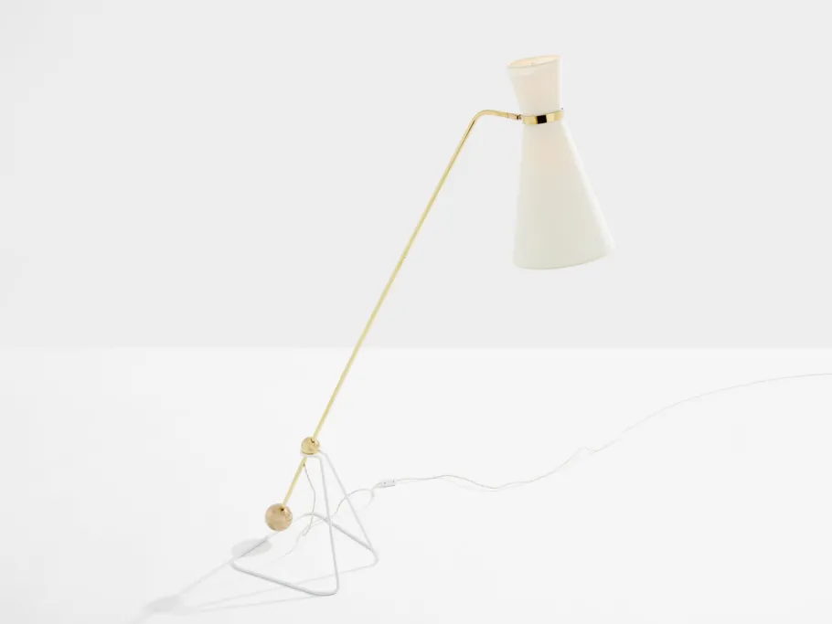 New Pamono G2 Balance Brass Metal Floor Lamp attributed to Pierre Guariche, 1951