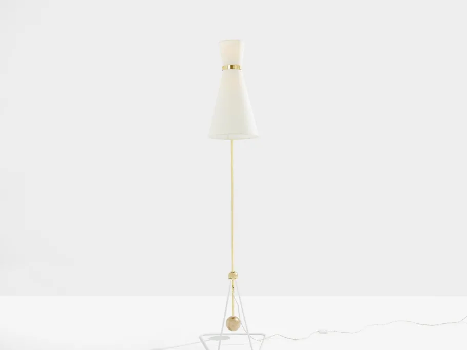 New Pamono G2 Balance Brass Metal Floor Lamp attributed to Pierre Guariche, 1951