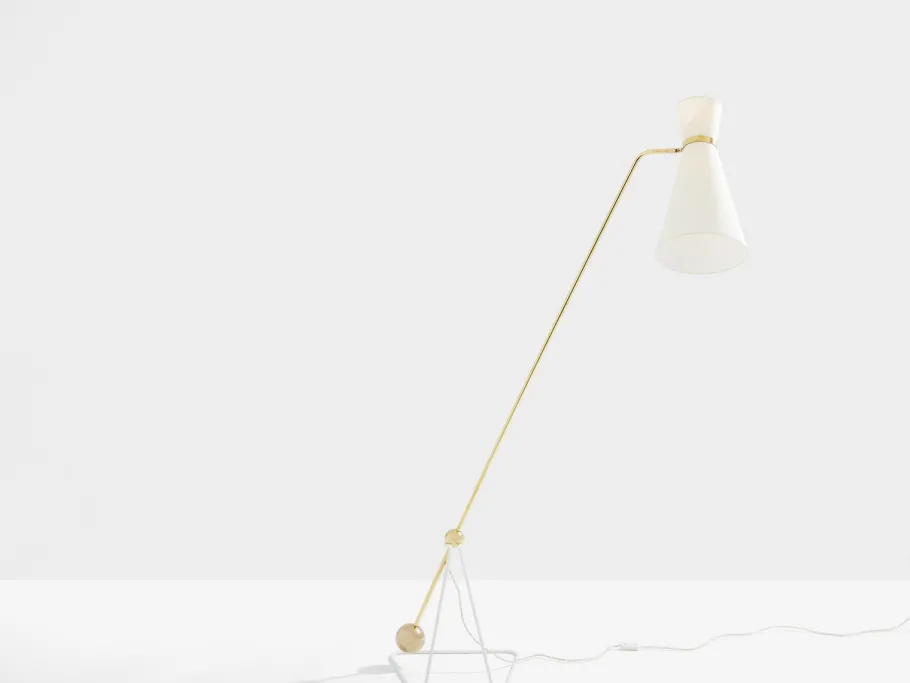 New Pamono G2 Balance Brass Metal Floor Lamp attributed to Pierre Guariche, 1951