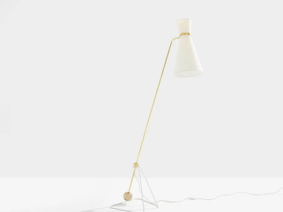 New Pamono G2 Balance Brass Metal Floor Lamp attributed to Pierre Guariche, 1951