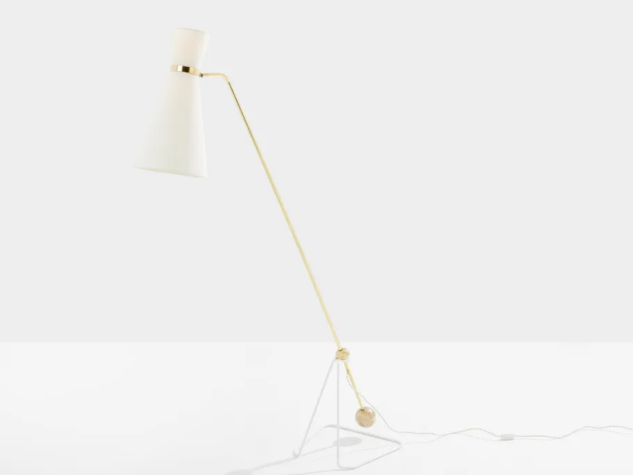 New Pamono G2 Balance Brass Metal Floor Lamp attributed to Pierre Guariche, 1951