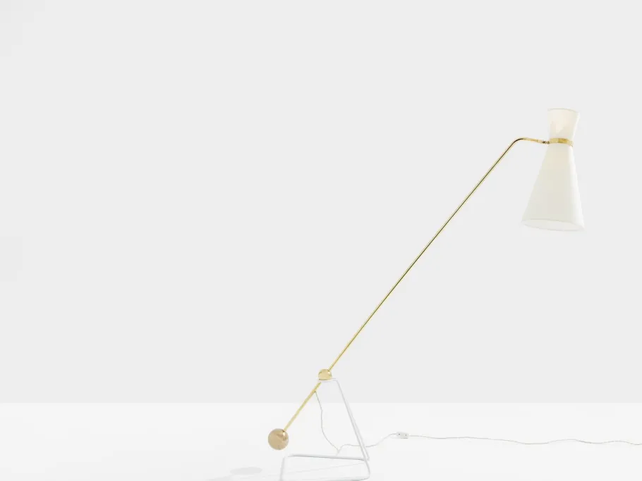 New Pamono G2 Balance Brass Metal Floor Lamp attributed to Pierre Guariche, 1951