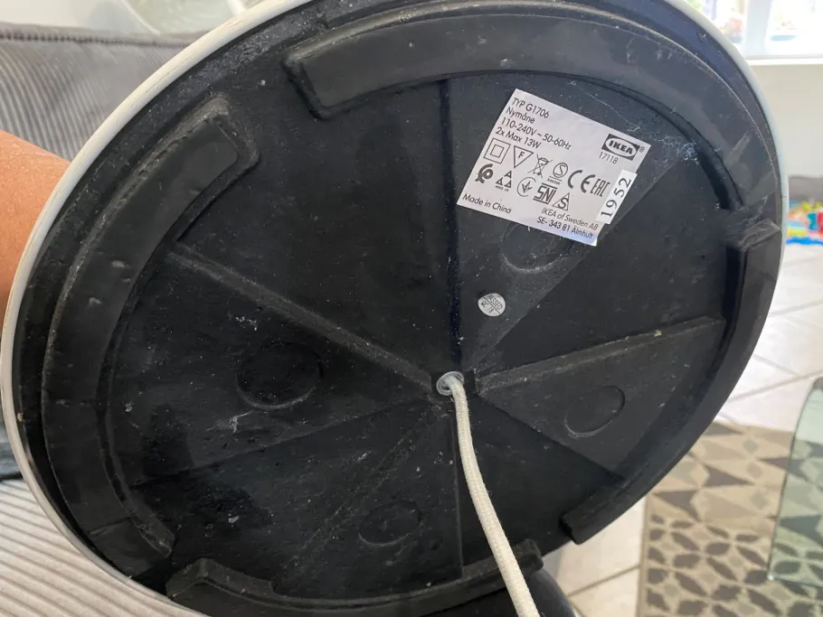 Clearance Pamono G1706 Nymane Mushroom Floor Lamp in White Metal from Ikea, 1990