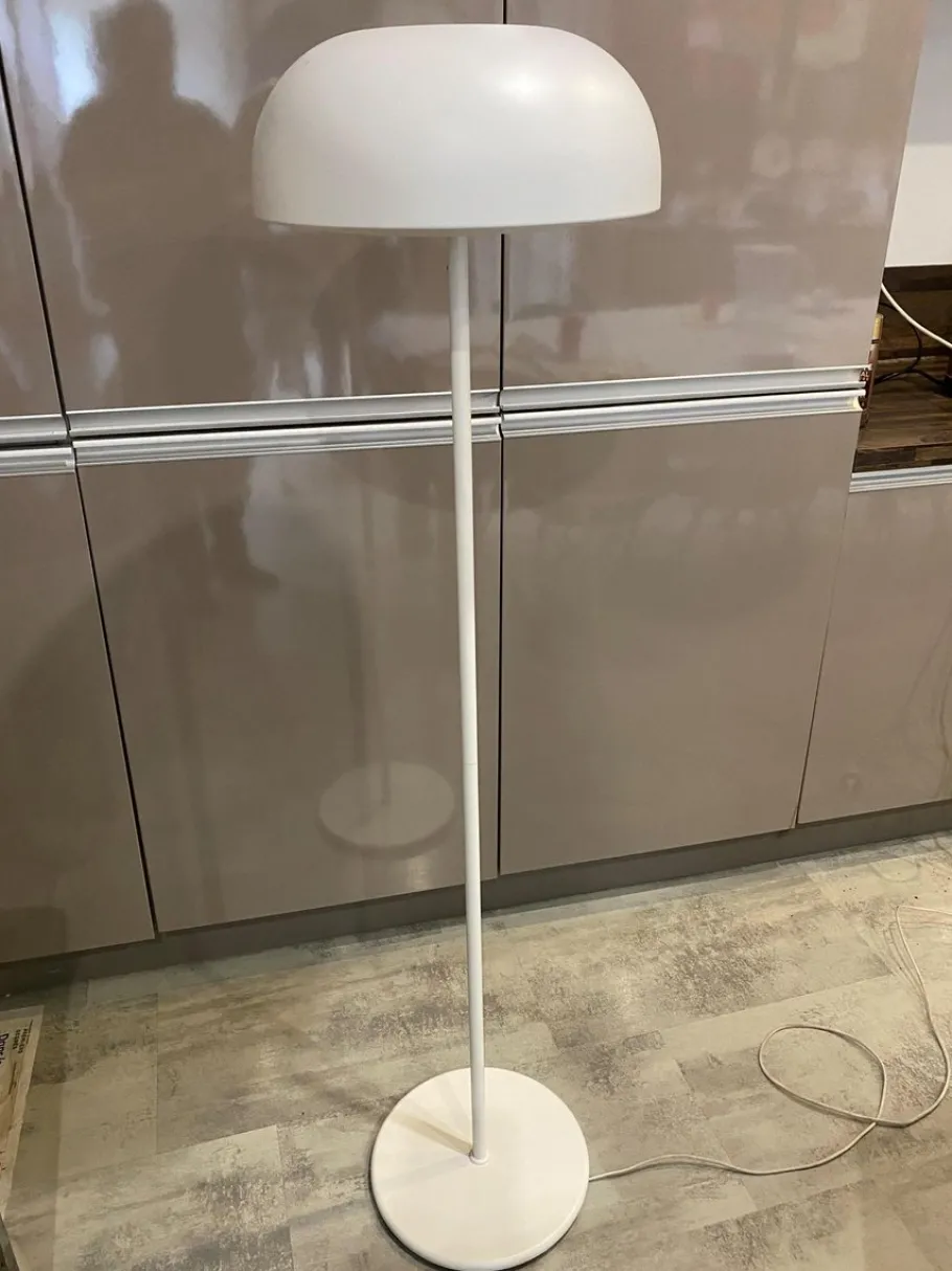 Clearance Pamono G1706 Nymane Mushroom Floor Lamp in White Metal from Ikea, 1990