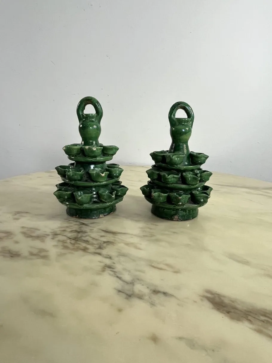 Outlet Pamono Garden Lighting in Caltagirone Ceramic, 1940s, Set of 2