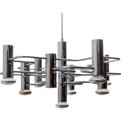 Hot Pamono Geometric Chrome Chandelier by Gaetano Sciolari, 1960s