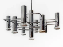 Hot Pamono Geometric Chrome Chandelier by Gaetano Sciolari, 1960s