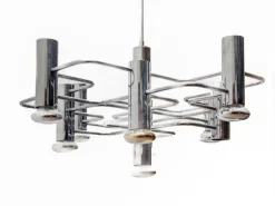 Hot Pamono Geometric Chrome Chandelier by Gaetano Sciolari, 1960s