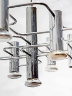 Hot Pamono Geometric Chrome Chandelier by Gaetano Sciolari, 1960s