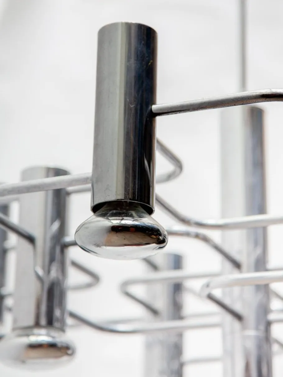 Hot Pamono Geometric Chrome Chandelier by Gaetano Sciolari, 1960s