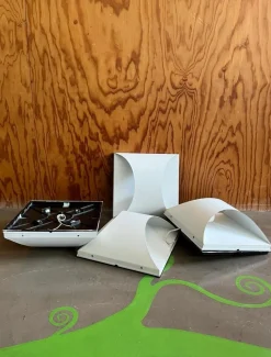 Sale Pamono Geometric Enameled Metal Wall Lamps, Italy, 1970s, Set of 4