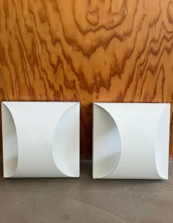 Sale Pamono Geometric Enameled Metal Wall Lamps, Italy, 1970s, Set of 4