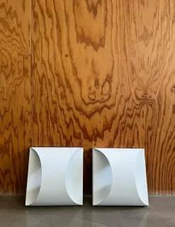 Sale Pamono Geometric Enameled Metal Wall Lamps, Italy, 1970s, Set of 4