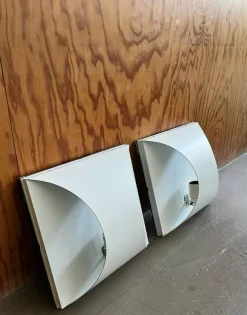 Sale Pamono Geometric Enameled Metal Wall Lamps, Italy, 1970s, Set of 4