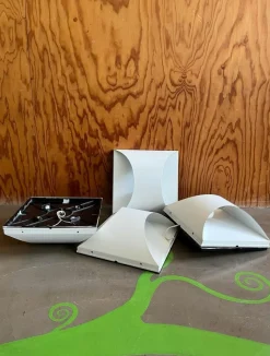 Sale Pamono Geometric Enameled Metal Wall Lamps, Italy, 1970s, Set of 4