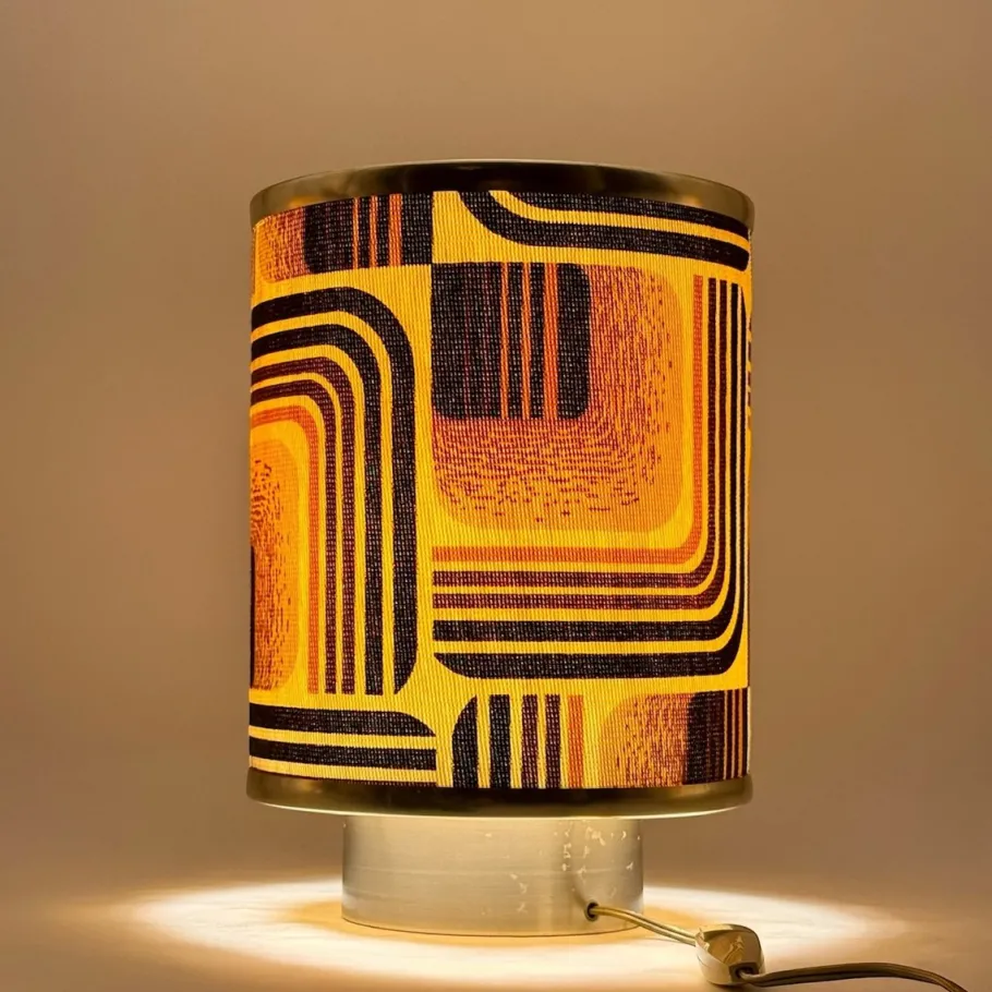 Best Pamono Geometric Fabric Table Lamp, 1970s