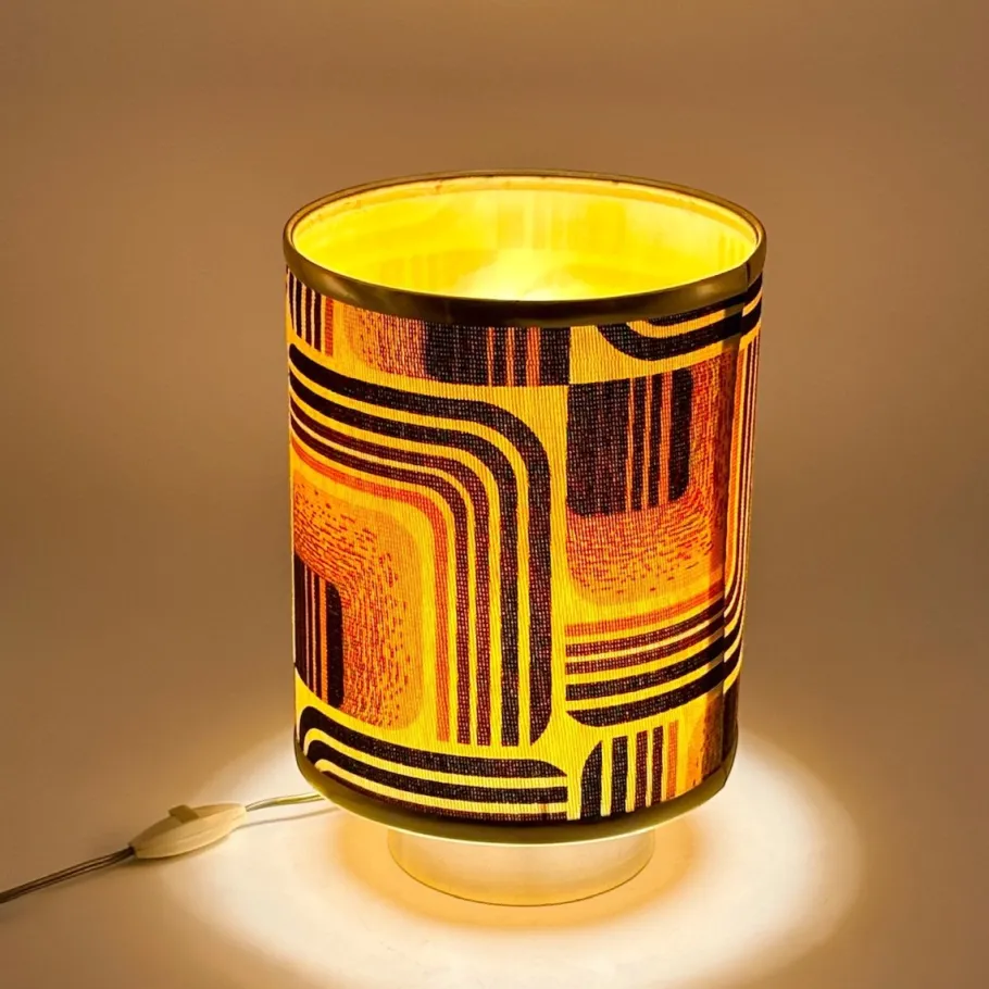 Best Pamono Geometric Fabric Table Lamp, 1970s