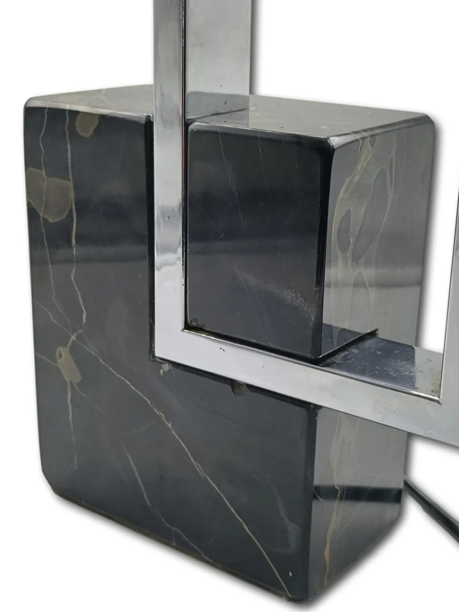 Best Pamono Geometric Metal and Marble Table Lamp from Benci Firenze, 1970s