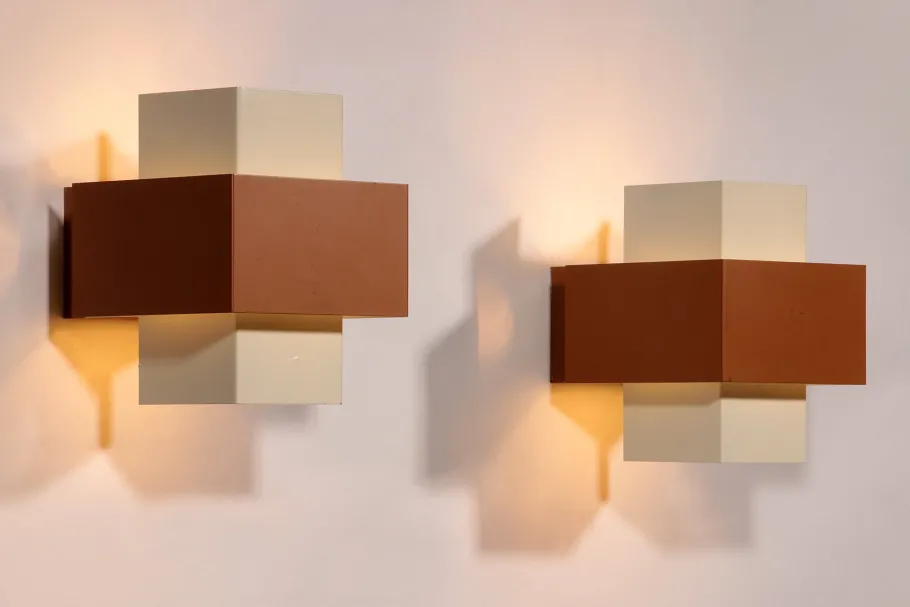 Clearance Pamono Geometric Wall Lights from Philips, 1960, Set of 2