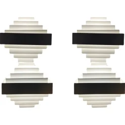 Clearance Pamono Geometric White Metal Wall Lighst attributed to Spectral, 1980s, Set of 2