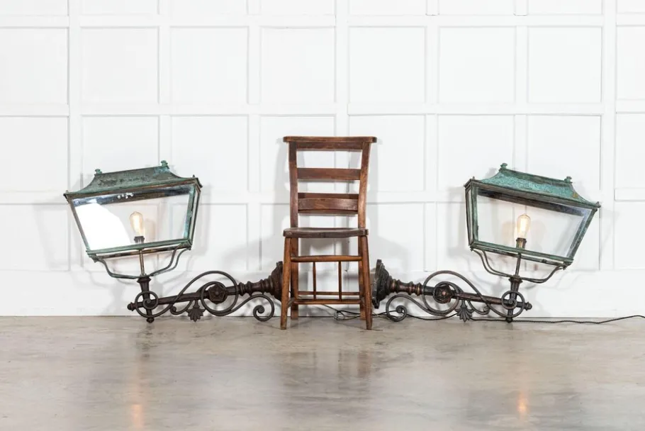 Outlet Pamono Georgian Verdigris Lanterns, 1800, Set of 2