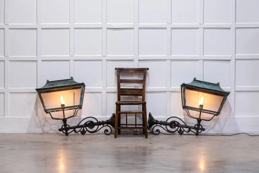 Outlet Pamono Georgian Verdigris Lanterns, 1800, Set of 2