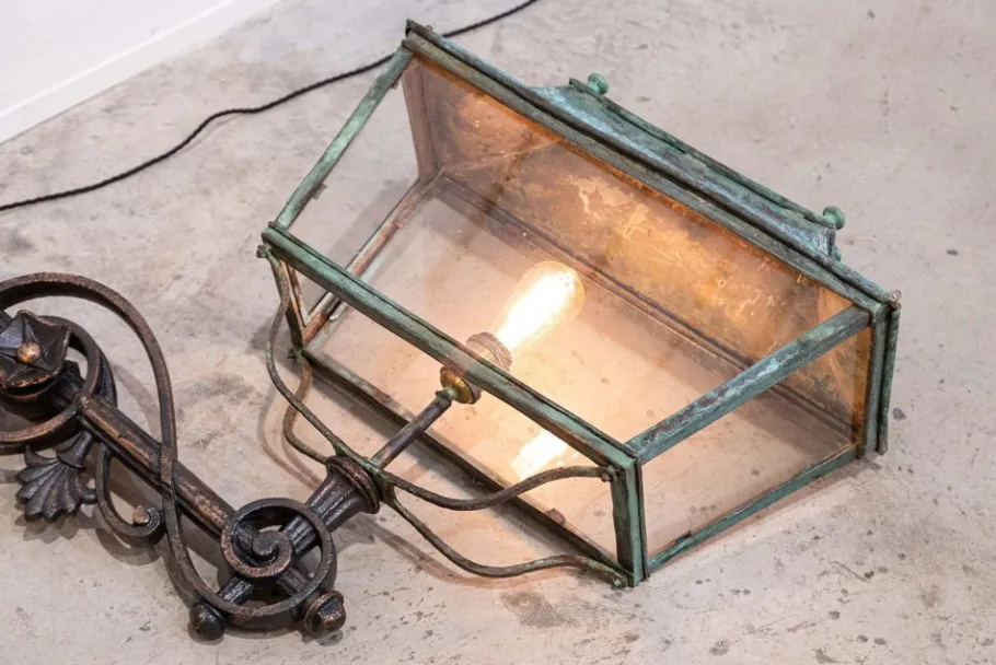 Outlet Pamono Georgian Verdigris Lanterns, 1800, Set of 2