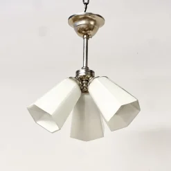 Online Pamono German Art Deco Functionalist Ceiling Lamp in Opaline Glass, 1950s