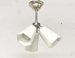 Online Pamono German Art Deco Functionalist Ceiling Lamp in Opaline Glass, 1950s