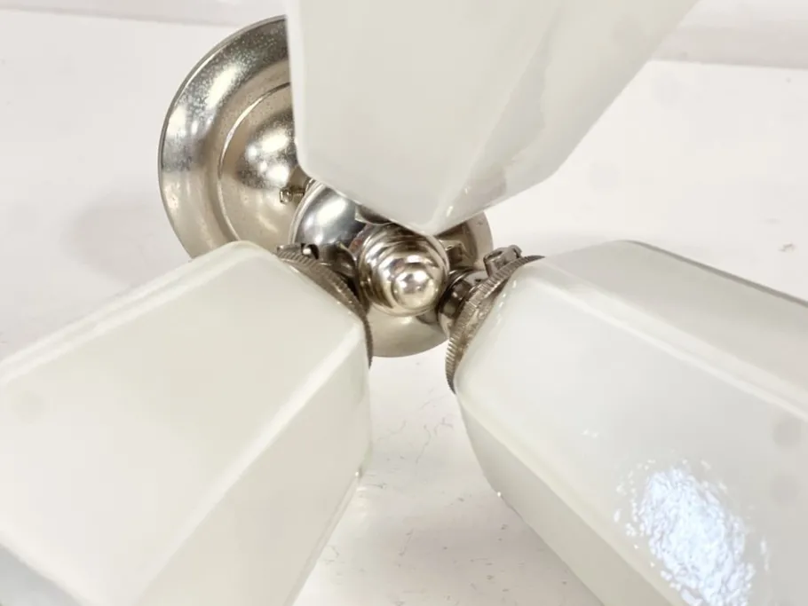 Online Pamono German Art Deco Functionalist Ceiling Lamp in Opaline Glass, 1950s