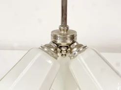 Online Pamono German Art Deco Functionalist Ceiling Lamp in Opaline Glass, 1950s