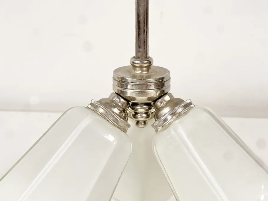 Online Pamono German Art Deco Functionalist Ceiling Lamp in Opaline Glass, 1950s