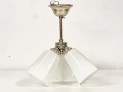 Online Pamono German Art Deco Functionalist Ceiling Lamp in Opaline Glass, 1950s