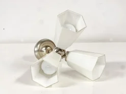 Online Pamono German Art Deco Functionalist Ceiling Lamp in Opaline Glass, 1950s