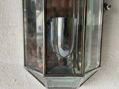 Discount Pamono German Art Deco Style Octagonal Sconces in Chrome and Glass, 1980, Set of 2