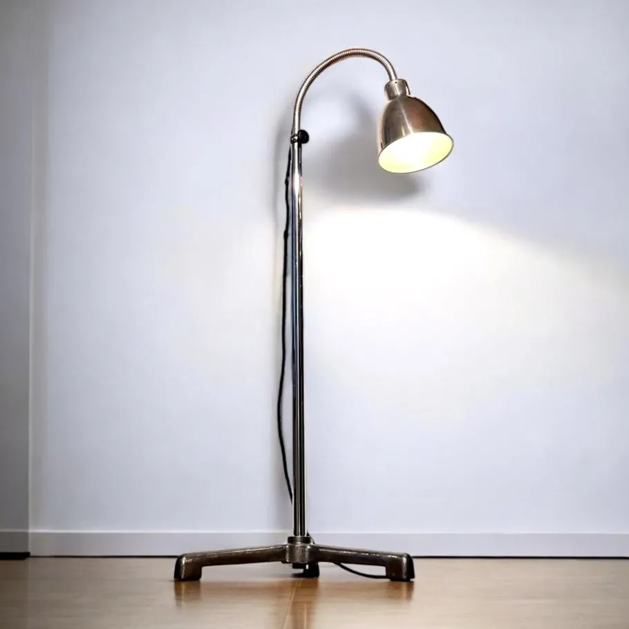 Clearance Pamono German Bauhaus Modern Floor Lamp by Christian Dell for Bünte & Remmler (BuR), 1930s, Flexible Reading Lamp