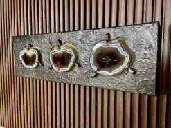 Hot Pamono German Brutalist Relief Copper Art Wall Lamp Sculpture With Agate Slices, 1960s