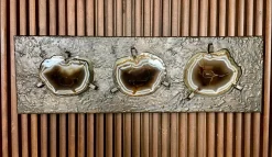 Hot Pamono German Brutalist Relief Copper Art Wall Lamp Sculpture With Agate Slices, 1960s