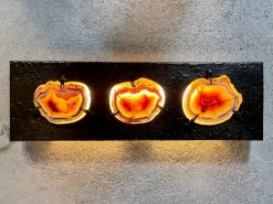 Hot Pamono German Brutalist Relief Copper Art Wall Lamp Sculpture With Agate Slices, 1960s